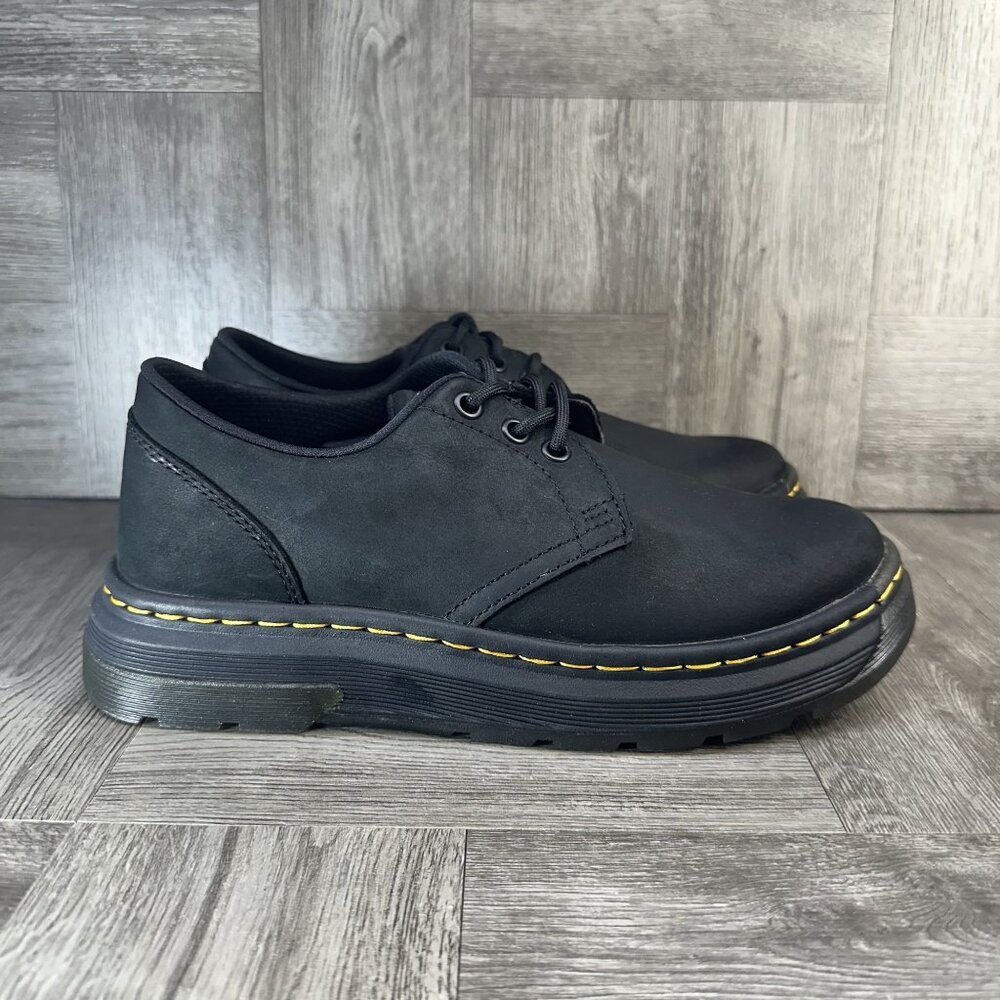 Dr. Martens Crewson Lo Shoes Women 7 Black Leather Platform Lightweight NEW